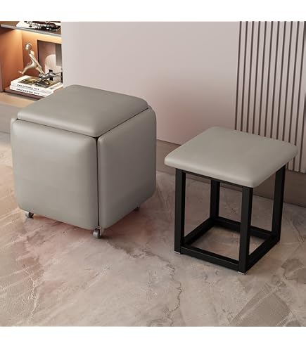 5-in-1 Nesting Hocker Mit Rädern – Stapelbar, Als Sitz, Fußbank Oder Beistelltisch Nutzbar