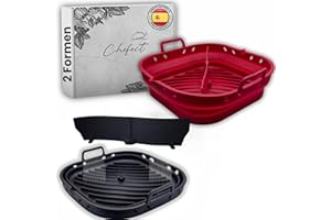 CHEFECT Molde Silicona Freidora de Aire, Bandeja Silicona Air Fryer para COSORI Cecotec 5,5L, 6L, Reutilizable Recipientes Cuadrado Cesta Utensilios Accesorios para Freidora de Aire, Microondas