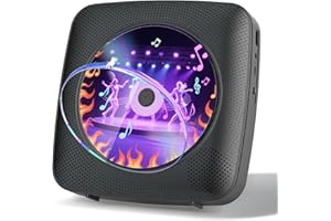 Gueray Reproductor de CD Portátil : Reproductor CD Bluetooth para el hogar con Altavoces batería Recargable de 1800 mAh Mando a Distancia Cubierta Antipolvo extraíble con Radio USB AUX Negro
