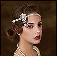 Excefore 1920's Flapper Headband, Great Gatsby Headpiece 20s Art Deco Hair Accessories Headband Sliver