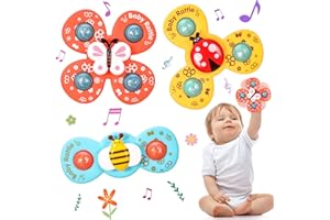 Bestomrogh Suction Cup Spinner Toys, 3Pcs Baby Bath Spinner Toy, Spinning Toys for Toddlers with Suction Cup, Kids Sensory Spinning Toys Gifts for 18 Months up Toddlers