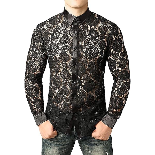 Duohropke Netz Cardigan Herren - Transparente Strickjacke Fischnetz Design