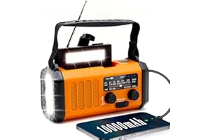GUSTERMMY 10000 mAh Emergency Dynamo Hand Crank Radios, Solar AM FM Radio with Battery Backup, Portable Survival Equipment with Charger, Camping Torch, LED Lamp, Compass, SOS Alarm for Power Outages at Home