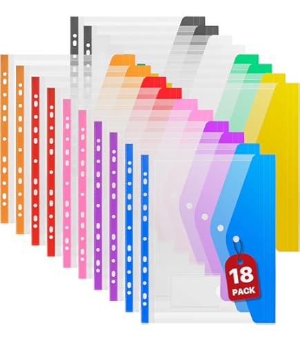 Raccoglitore Anelli 11 Fori 16 Tasche Perforate A4 Espandibili - 8 Colori, Con Chiusura A Scatto, Per Raccoglitori E Documenti Cartella Portadocumenti A4 Plastica