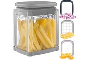 VIHOOM Potato Chipper Chip Cutter French Fry Cutter for Potatoes, 3 Blades Fast Cutting Potato Chip for French Fries, Food Dicer Chop Box for Vegetables Fruits