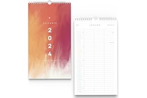 ‎UNITURE UNITURE® - Familienkalender 2024 Wandkalender 4 Spalten [klimaneutral] 39x22cm - Familienkalender 4 Spalten für übersichtliches und einfaches Aufhängen - Familienplaner 4 Spalten 2024