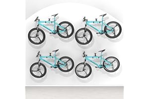Housolution Bike Wall Mount - [4 Pack] EVA Foam Padded up to 48.5 lbs, Carbon Steel, Heavy-Duty Adjustable Garage Rack for Road, Mountain and Hybrid Bikes, Space-Saving Rack for Garage & Apartment