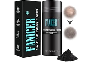 AUBEIFOU Hair Fibres for Thinning Hair - Natural Look Powder, 30g Black Bottle