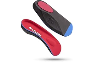 Kelaide 3/4 Solette ortopediche - Plantari ortopedici per funzioni mediche a mezza lunghezza per piede piatto, fascite plantare, sollievo dal dolore al piede o al tallone (EU35-37) Rosso