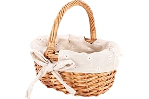 Roundsky Panier en coton tressé à la main, motif petites fleurs, parfait pour les cadeaux et le rangement