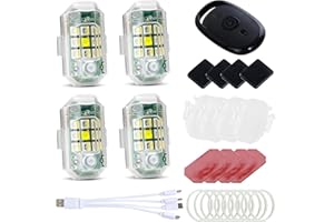 KEWAYO 4 Luci Strobe LED Wireless con Telecomando - 7 Colori, Alta Luminosità, Ricaricabili USB, per Auto, Moto, Drone