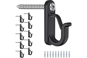 BeneLabel 10er Schraubhaken Lichterkette Hake Zum Einschrauben für Outdoor-Garten Hängende Pflanze, String Draht, Tassen, Küchenutensilien mit Sicherung & Spreizanker, 4.5cm / 20lbs, Schwarz