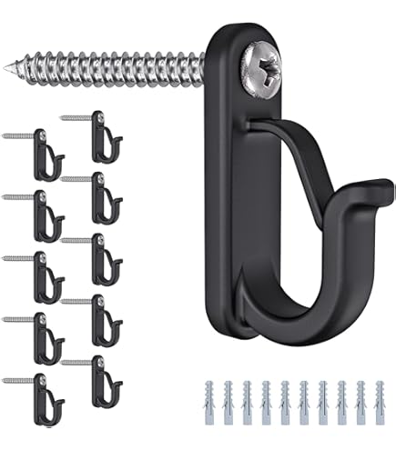 BeneLabel 20pcs Christmas Lights Screw In Hook Hanger, Outdoor Garden Hanging Plant, Wire Wire Cups, Kitchenware with Safety Buckle, 4.8cm/40lbs, Black BeneLabel 20pcs Christmas Lights Screw In Hook Hanger, Outdoor Garden Hanging Plant, Wire Wire Cups, Kitchenware with Safety Buckle, 4.8cm/40lbs, Black