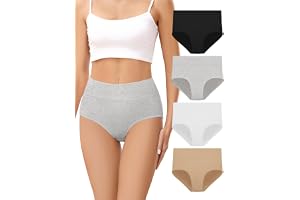 Voenxe Trosor Dam Bomull Flerpack, Höga Midja Damtrosor, Women Underwear | 4-pack Höga Bomullsunderkläder, Cotton High Waist Postpartum Panties, Förlossningsunderkläder, Komfortabla Damunderkläder