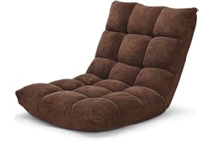 Goplus Silla de Suelo, sofá de Suelo con Respaldo, sillón de Suelo con función de Dormir, Silla de Suelo, sofá Perezoso, Silla de meditación para salón y balcón (marrón)