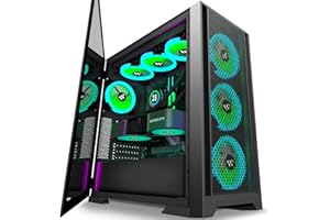 KEDIERS PC Case- Pre-Install 7 PWM ARGB Cases Fans, E-ATX Mid Tower Gaming Case with Opening Tempered Glass Side Panel Door, Mesh Computer Case,Black,C710