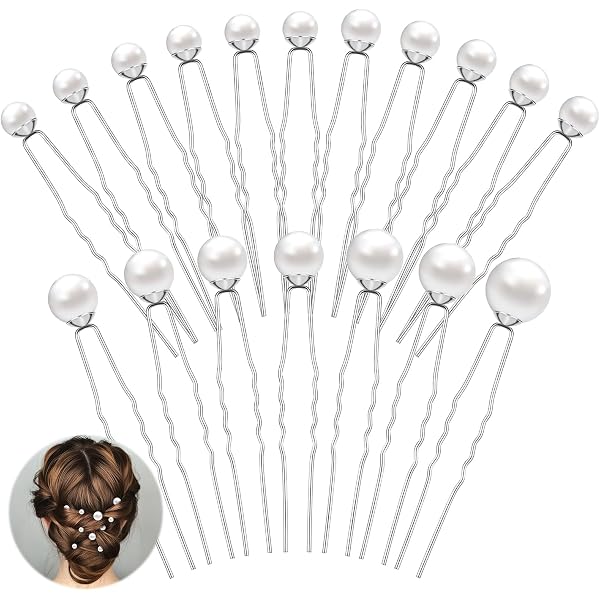 32 Stück Perlen-Haarnadeln, U-Form – Hochzeits-Haarschmuck Mit Strass & Perlen Für Braut, Brautjungfer & Damen (Gold & Silber)