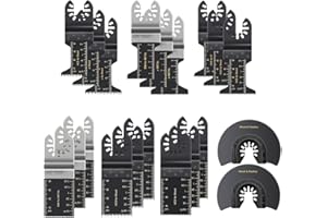 20PCS Mix Multitool Blades, JENABOM Oscillating Saw Blades Set Quick Release Oscillating Tool Blades Kit Speed Cutting for Wood, Metal Compatible with Bosch Fein DeWalt Fein and More