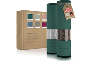 LARS NYSØM Młynek do soli i pieprzu 2 sztuki Ręczny z regulowanym ceramicznym młynkiem od gruboziarnistego do drobnego I Zestaw młynków do przypraw (2 sztuki) (Pine Green)