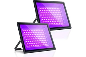 GGTU 100W Projecteur De Lumière Noire, Longueur D'onde 385 nm, IP66 Imperméable à L'eau, Adapté Pour La Scène, Fête, Halloween, Décoration De Noël, Peinture Corporelle、 Néon Partie(2 paquets)