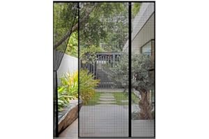 Tuare Fly Screens for Doors, 158 x 206 cm Double Door Screen Curtain for Sliding Door with Powerful Magnets and Full Frame Magic Tape, Easy to Install Door Fly Screen Curtain, Keep Fly Bug Out