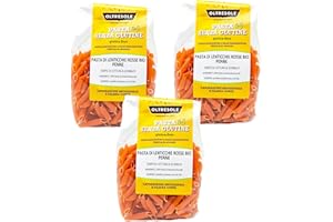 Oltresole, Pâtes aux lentilles rouges biologiques, format Penne, pâtes protéinées aux légumineuses, farine de lentilles rouges 100% biologique, végétaliennes et sans gluten, paquet de 3 x 350 g