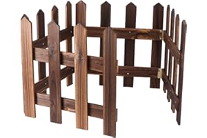 Happyyami 1.2m Christmas Tree Wooden Picket Fence Garden Decorative Fence for Christmas Xmas Tree Wedding Party Decor Brown