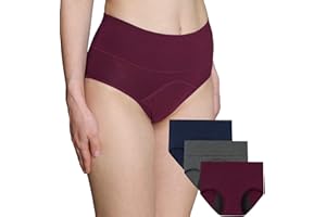 INNERSY Culotte Menstruelle Absorbante Femme Coton Taille Haute Slip Post Accouchement Lot de 3 (Doit être utilisé avec des tampons)