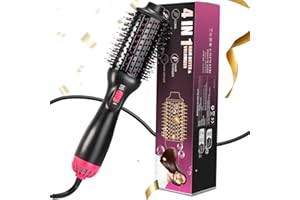 BNEHHOV Cepillo de Aire Caliente 4 en 1 Cepillo Secador para el Pelo 3 Temperaturas 2 Velociades Cómodo Agarre Secador Volumizador para Rizar/Alisar el Cabello One-Step Cepillo Calentado Eléctrico