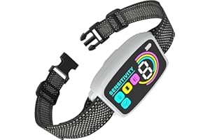 Meloive Collier Anti Aboiement Chien Automatique,Détection Intelligente des Aboiements,Modes Vibration/Choc Statique/Son,8 Niveau d'intensité Réglables,Rechargeable pour Gros Petit Chiens,Blanc