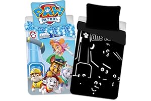 BrandMac Paw Patrol Bettwäsche mit leuchtet-im-Dunkeln-Effekt, 200 x 135, 80 x 80, 100% Baumwolle, Glow in The Dark