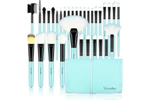 DAXSTAR 32Pcs Makeup Pinsel set, Kosmetikpinsel Lippen Foundation Eyeshadow Gesicht pinsel Augen pinsel Lidschatten Brush with Blau Nylon tasche