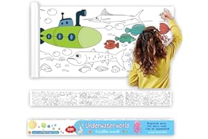 Vamotto Large Size Coloring Paper Roll for Kids, Toddler Drawing Paper Roll,DIY Sticky Wall Painting Color Filling Paper,Creative Early Educational Toys for Toddlers 300 * 38cm (Ocean)
