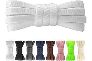 Yusimu Flat Shoe Laces for Trainers,Air Force 1,Converse,8mm Wide Replacement Laces for Sneakers and Sport Shoes,Durable Athletic Shoelaces for Men,Women,and Kids