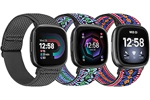 TumpCez Elastic Nylon Strap Compatible with Fitbit Versa 4/Fitbit Sense 2/Fitbit Versa 3/Fitbit Sense, Soft Adjustable Stretchy Wristbands Sport Replacement Straps for Women Men