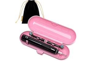 MEILINKEJI Estuche para Cepillo de Dientes Eléctrico compatible con Oral B/Oral-B Pro/iO/Philips Sonicare/Demita/Bitvae y la mayoría de Cepillos de Dientes Eléctricos, Incluye 1 Bolsa para Cargador, Rosa