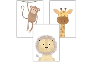 WBdesignz Poster Kinderzimmer Bilder Deko Babyzimmer Mädchen Jungen Dschungel Tiere Für Kinder