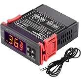 Aideepen Temperature Controller, STC-1000 AC 110-220V 10A Digital Thermostat with NTC 10K Temperature Sensor Probe, Heat/Cold