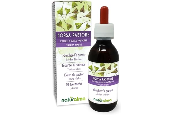 Bourse-à-pasteur (Capsella bursa-pastoris) herbe Teinture Mère sans alcool Naturalma - Extrait liquide gouttes 120 ml - Complément alimentaire - Végétalien ou végan