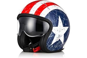 ORIGINE Casque de Moto Jet Casque de Scooter avec Lunettes ECE 22-06