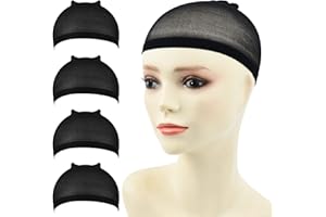 Yamel Stocking Wig Caps Black 4 pieces Stretchy Nylon Wig Caps for Women