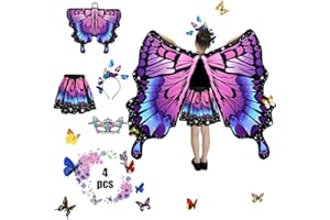 Shengou Schmetterling Flügel Kostüm Kinder,Kostüm Kinder Schmetterling,Schmetterling Flügel Umhang,Kinder Schmetterlingsflügel,Schmetterlingskostüm für Kinder,Schmetterlingsflügel Mädchen