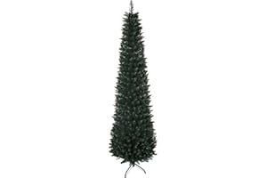 HOMCOM Albero di Natale Slim Alto 180cm con Base Pieghevole, Albero di Natale Artificiale con 380 Rami, in PVC e Metallo, Verde