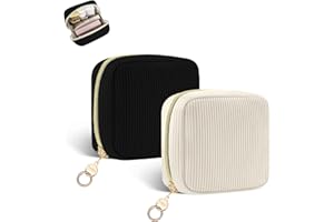 PLAYEXEN 2 szt. Mini kosmetyczka damska gruby prążkowany aksamit etui do makijażu dziewczyna podróżna torba do przechowywania kosmetyków czerwona szminka lakier do paznokci idealny prezent na urodziny, Boże