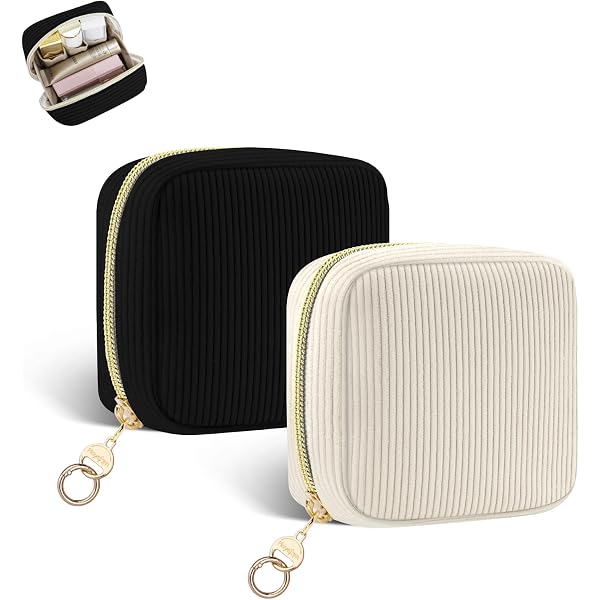 Piccola Trousse per Trucchi,Pochette Donna Trucchi, Porta Trucchi da Borsa con Cerniera, Poschette Trucco Sacchetti Portamonete Portatile da Borsa, Porta Trucchi da Viaggio,Bianco Latteo