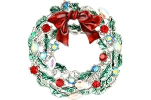 Yowivon Christmas Brooch Pins for Women, Fashion Crystal Rhinestone Sparkling Vintage Christmas Holiday Acessories Jewelry Pin Gift for Girls Christmas Tree, Wreath, Snowflake, Angel, Candy Cane