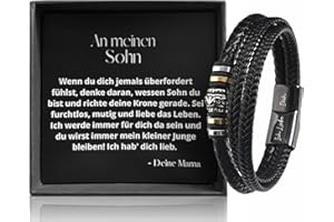 Ahnona - Sohn Geschenk von Mama, Armband mit Tigerauge, 18. Geburtstag Junge, An Meinen Sohn Geschenk von Mama, Etui Junge, Azubi Geschenk, Leder Armband, Mutmacher Geschenk