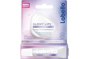 Labello Glowy Lips 10 ml, Burrocacao labbra ultra idratante 24h dal finish luminoso, Lip gloss lucidalabbra con Acido Ialuronico + Vitamina E + Glicerina ed estratto di Magnolia, Balsamo labbra secche