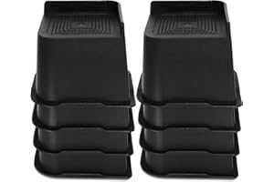 MIIX HOOM 4 Inches Sofa Risers Heavy Duty 8 Pack, Furniture Risers for Sofas, Bed Risers with L-shaped Opening for Raising Couch, Desk Riser Blocks, Table Riser Extenders, Bed Raisers, Black