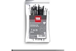 TOX Kołnierz zapinany, czarny, odporny na promieniowanie UV, uniwersalny do użytku wewnątrz i na zewnątrz, do bezpiecznego mocowania w domu i ogrodzie, rozmiar 3,6 x 300 mm, 100 sztuk, 099600025